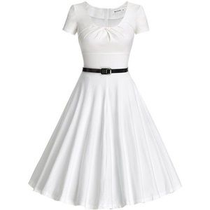 White Midi Swing Dress